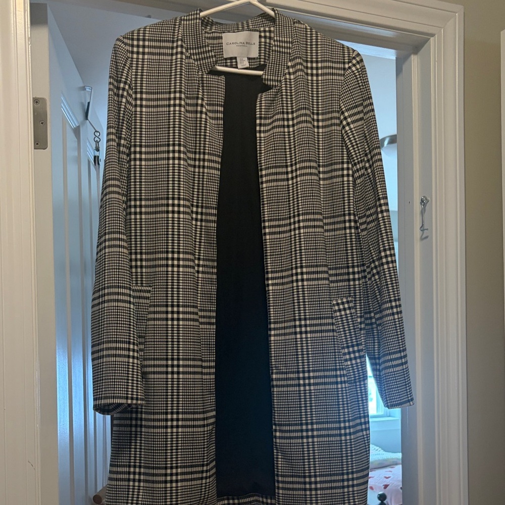 Calvin Klein Women's Black and White Plaid Blazer